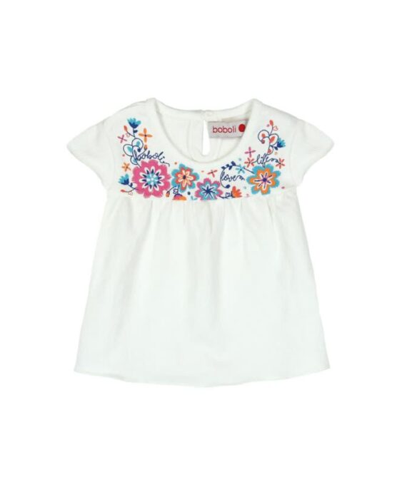 camiseta blanca floral bebe boboli
