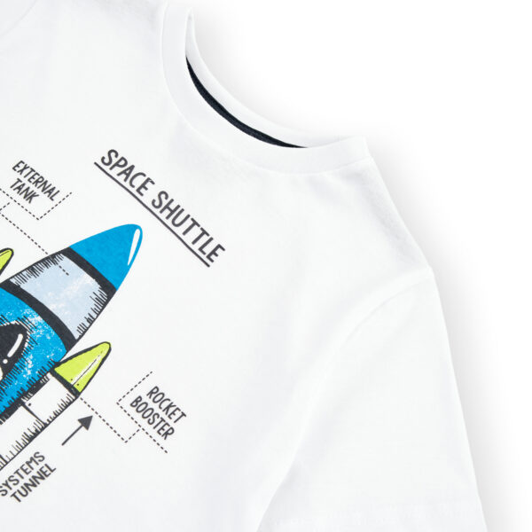 Camiseta blanca cohete niño boboli